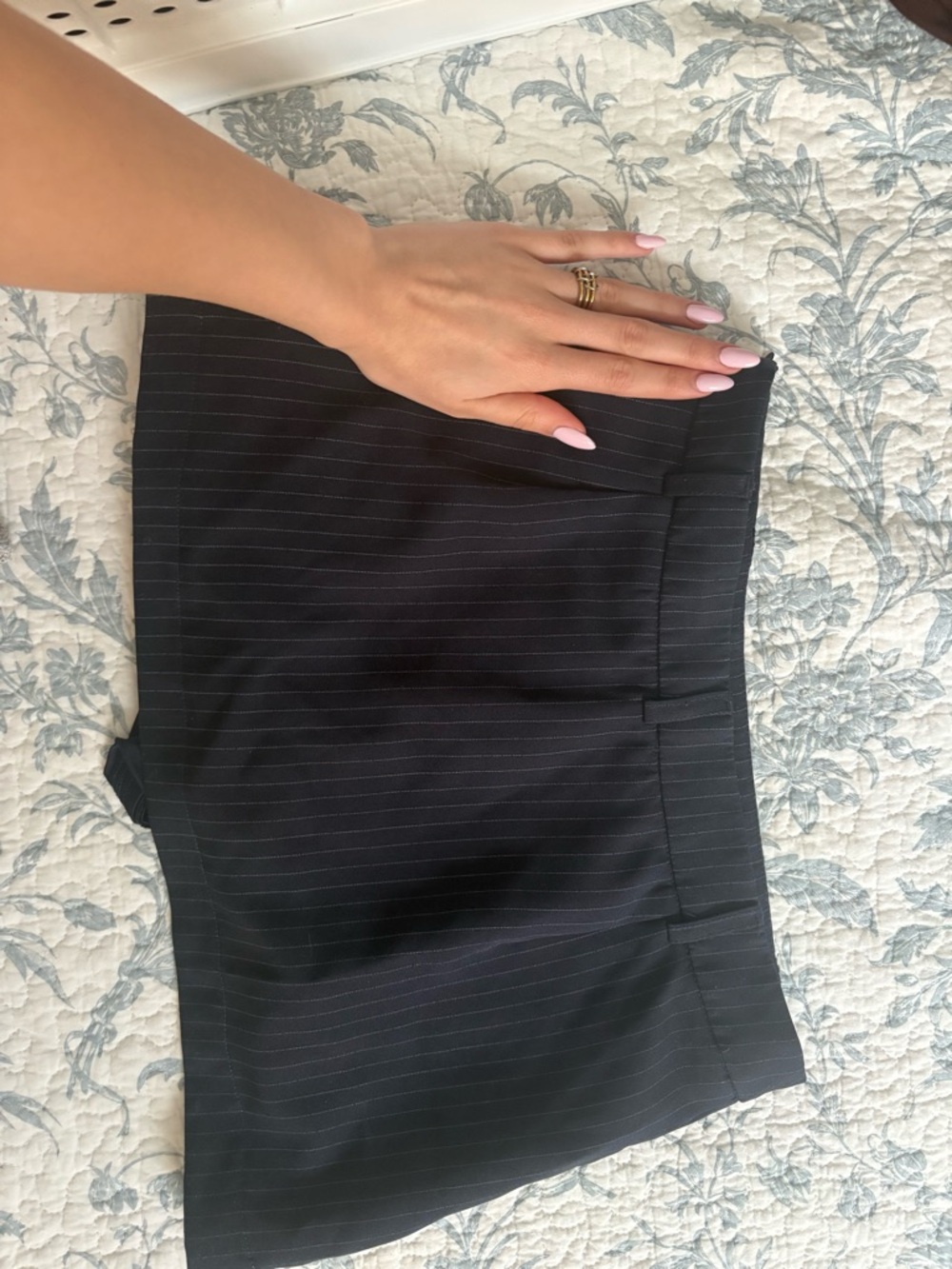 Black Pinstripe Mini Skirt
